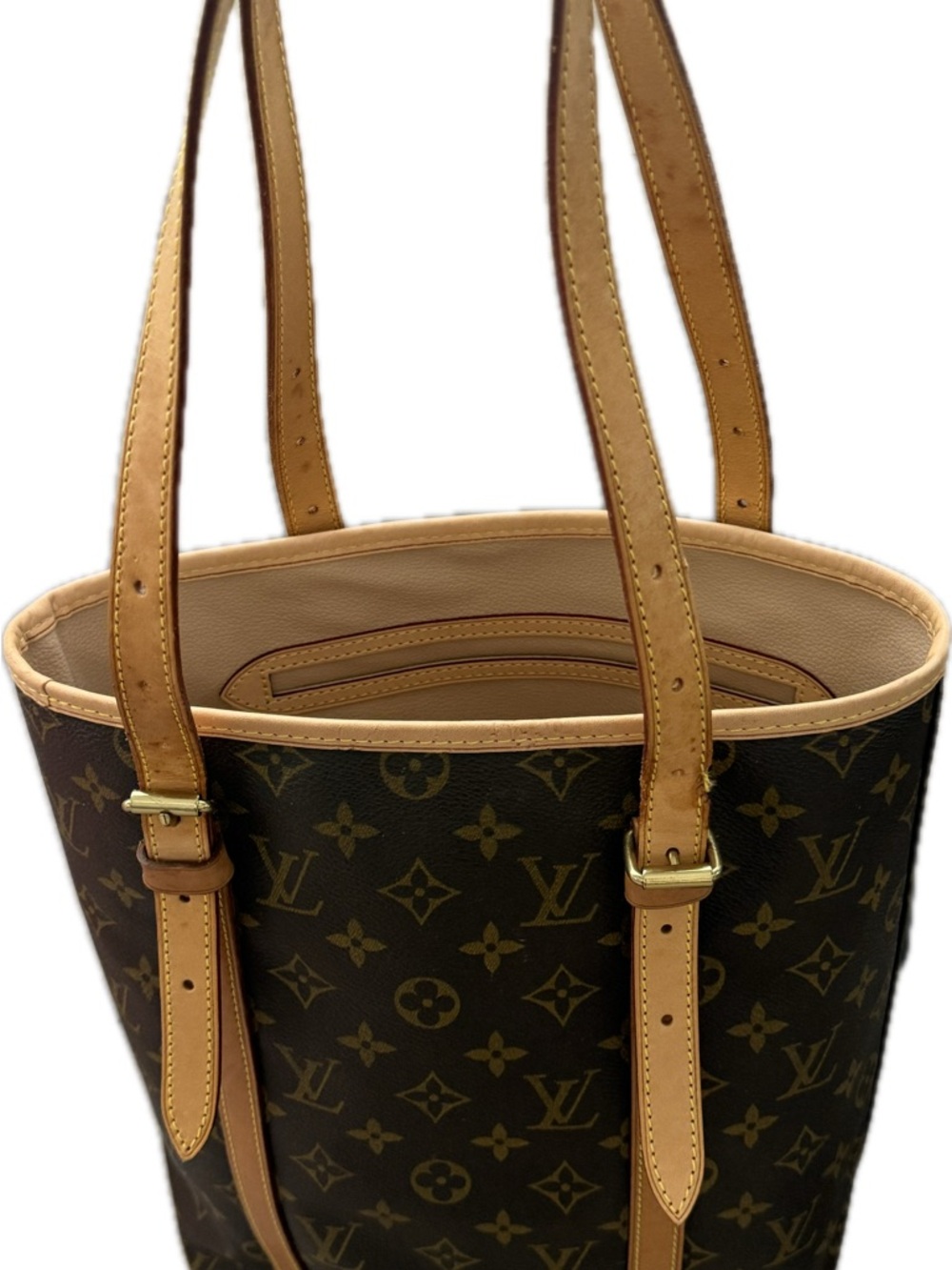 Louis Vuitton Monogram Canvas Bucket Tote with Tan Leather recently new interior - Picture 3 of 10